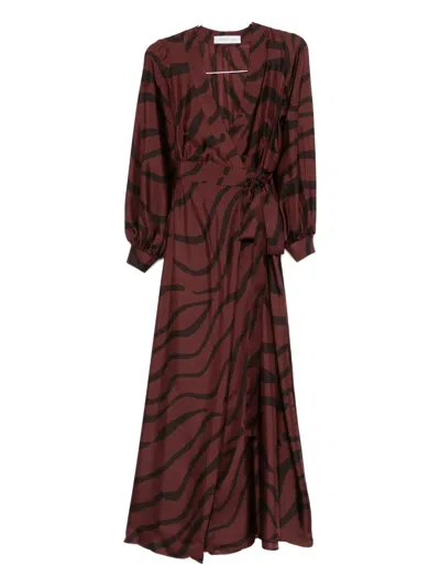 斑马纹裹身式连衣裙