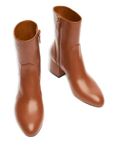 Stuart Weitzman Zip Block Heel Essentialist Zip 60 Ankle Boots In Brown