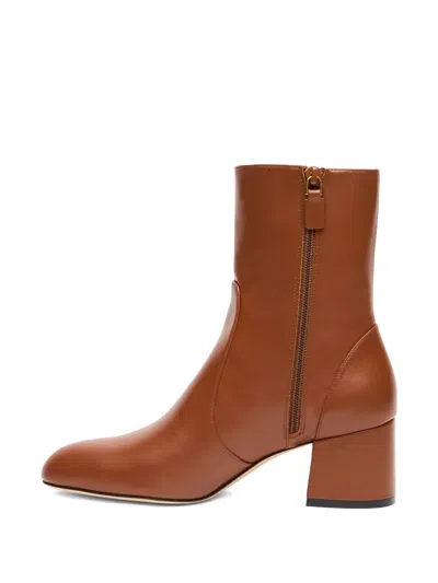 Stuart Weitzman Zip Block Heel Essentialist Zip 60 Ankle Boots In Brown