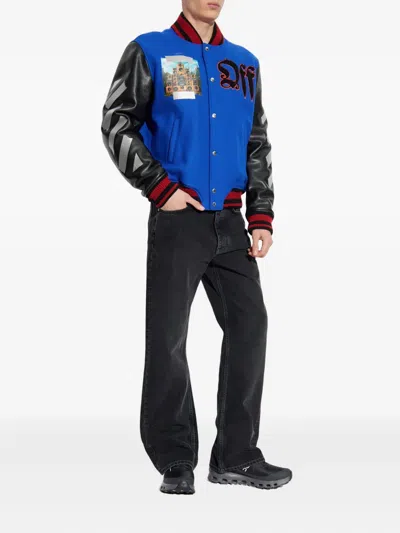 Off-white Embroidery-logo Bomber Jacket In Multi