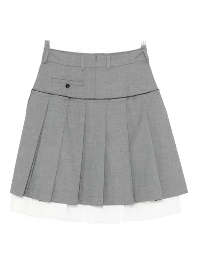 Gimaguas Layered Pleated Mini Skirt In Gray