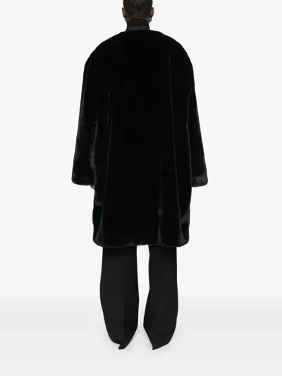 The Frankie Shop Matera Oversized Plush Coat In Black