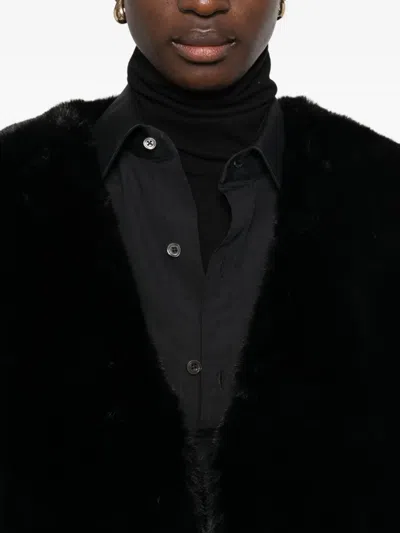 The Frankie Shop Matera Oversized Plush Coat In Black