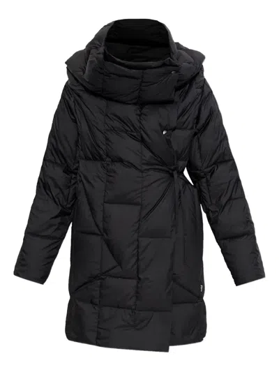 Add Matte Finish Short Quilted Jacket With Adjustable Features In Black