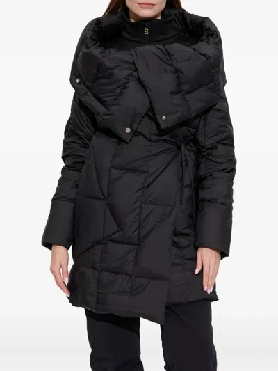 Add Matte Finish Short Quilted Jacket With Adjustable Features In Black