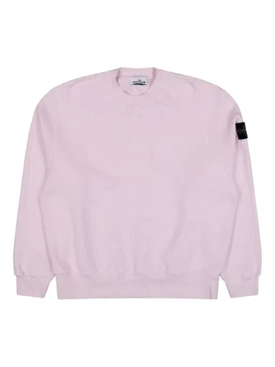 Stone Island Heavy Fleece Crewneck Sweatshirt In Pink