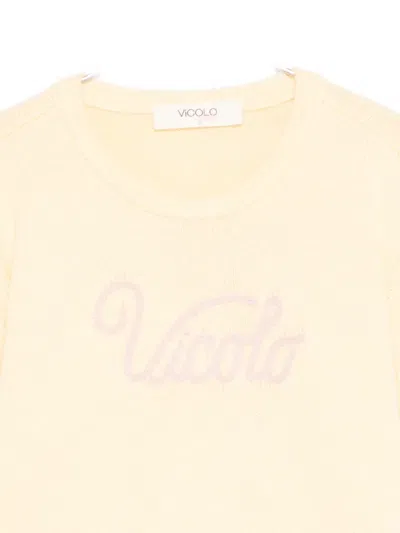 Vicolo Logo-detail Crew-neck Sweater In Pink