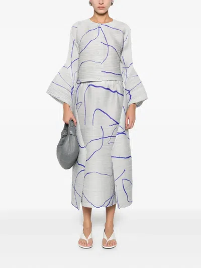 Issey Miyake Abstract-pattern Top In Silver