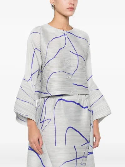 Issey Miyake Abstract-pattern Top In Silver