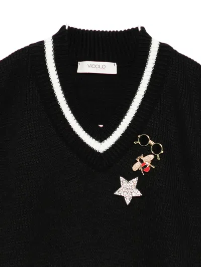 Vicolo V-neck Embellished Vest In Black