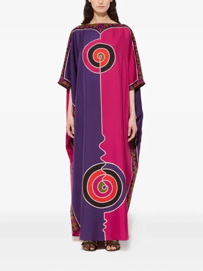 Pucci Astro-print Maxi Dress In Pink