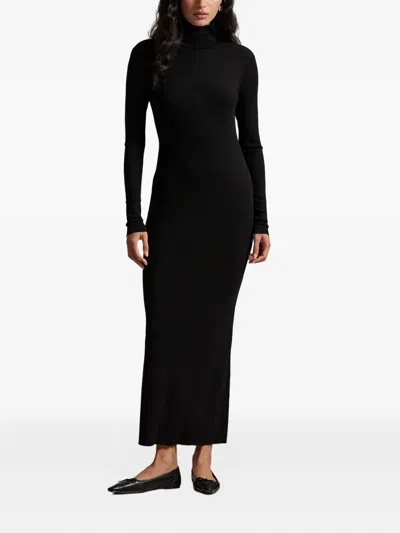 Polo Ralph Lauren Roll-neck Long-sleeved Dress In Black