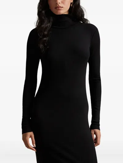 Polo Ralph Lauren Roll-neck Long-sleeved Dress In Black