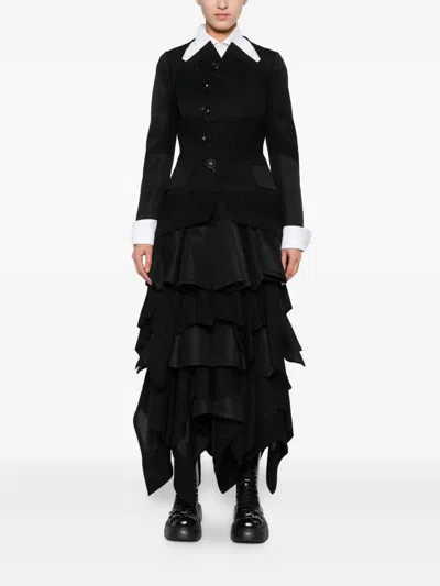 Shiro Sakai Textured Buttoned Jacket In Black