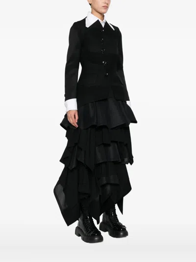 Shiro Sakai Textured Buttoned Jacket In Black
