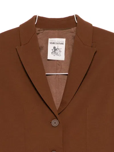 Semicouture Tailored Brown Blazer With Notched Lapel In Brown