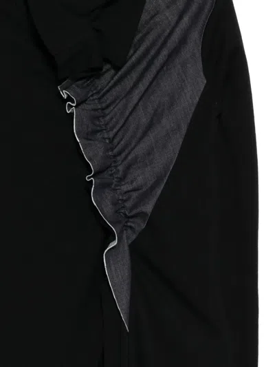 Y's Denim-patch Top In Black