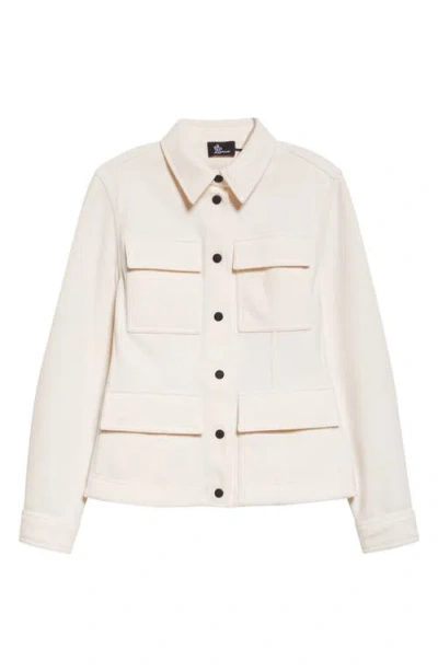 Moncler Collared Shirt Jacket Featuring Long Sleeves In White