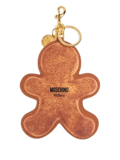 Moschino Gingerbread-man Charm Keyring In Brown