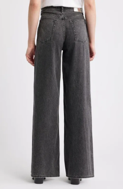 Rag & Bone Featherweight Sofie Embellished High Waist Wide Leg Jeans In Black