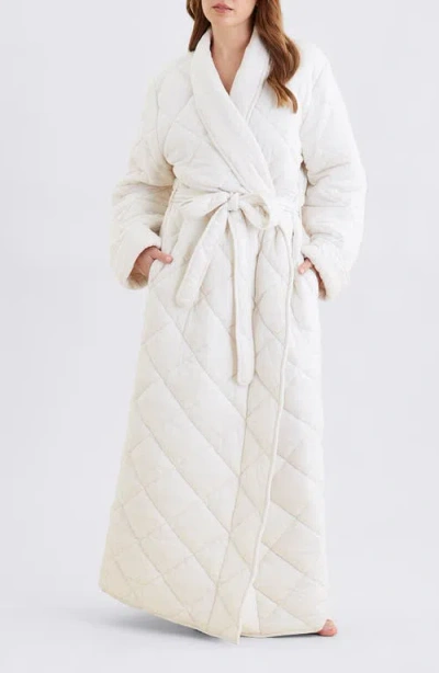 Papinelle Quilted Cotton Maxi Robe In Neutral