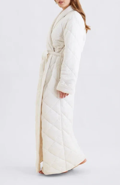 Papinelle Quilted Cotton Maxi Robe In Neutral
