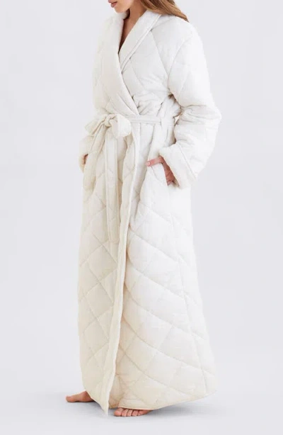 Papinelle Quilted Cotton Maxi Robe In Neutral