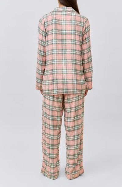 Papinelle Comfy Plaid Full Length Pj Set In White