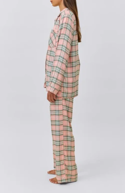 Papinelle Comfy Plaid Full Length Pj Set In White