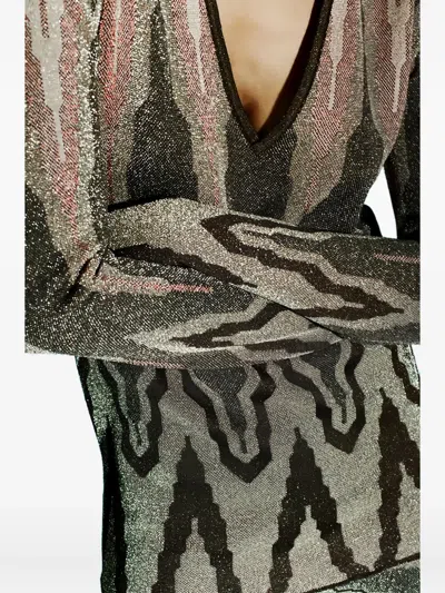 Circus Hotel Geometric-pattern Polo Jumper In Brown