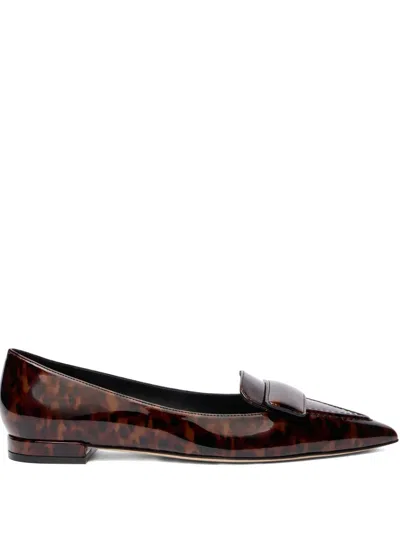 Stuart Weitzman Sovinnie Pointed Flat Pump In Brown