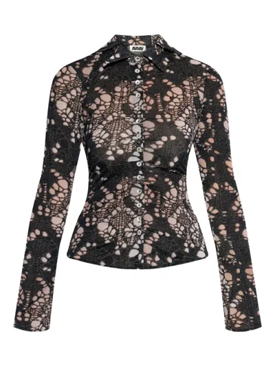 Avavav Spiky Printed Distressed Knit Clothing In Black