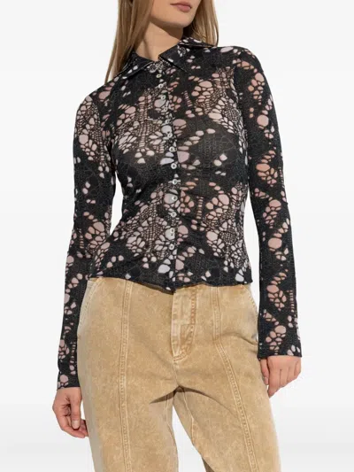 Avavav Spiky Printed Distressed Knit Clothing In Black