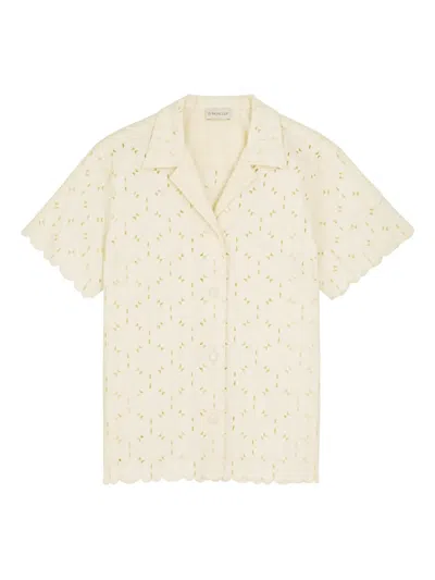 Moncler Broderie-anglaise Short-sleeves Shirt In Neutral