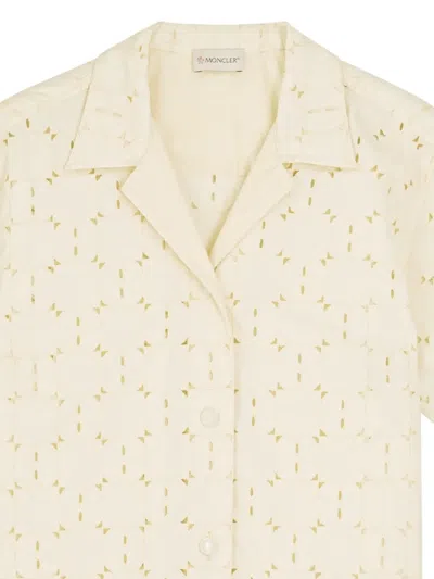 Moncler Broderie-anglaise Short-sleeves Shirt In Neutral