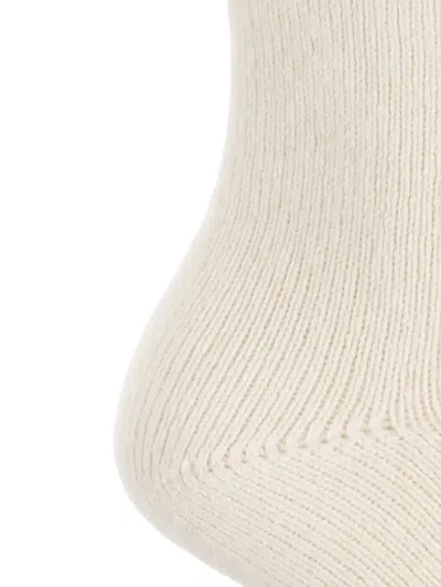 Ganni Logo-plaque Socks In Neutral