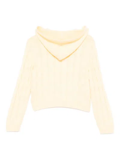 Vicolo Cable-knit Zipped Hoodie In Yellow