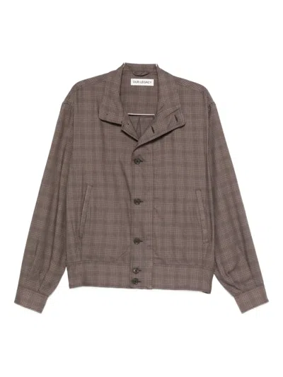 Our Legacy Glen Plaid-pattern Bomber Jacket In Brown