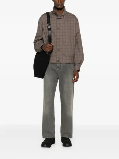 Our Legacy Glen Plaid-pattern Bomber Jacket In Brown