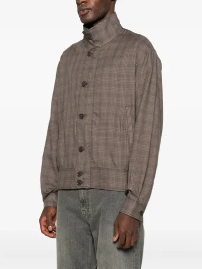 Our Legacy Glen Plaid-pattern Bomber Jacket In Brown