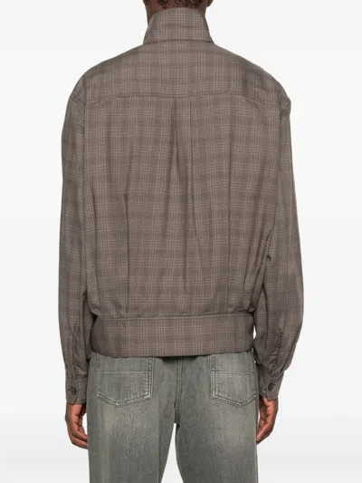 Our Legacy Glen Plaid-pattern Bomber Jacket In Brown