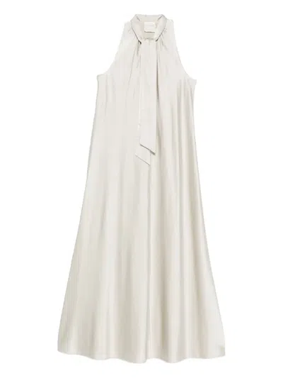 Forte Forte Tie-neck Maxi Dress In Neutral