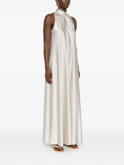 Forte Forte Tie-neck Maxi Dress In Neutral