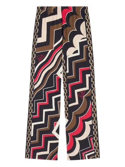 Pucci Istrice Printed Satin Trousers In Neutral