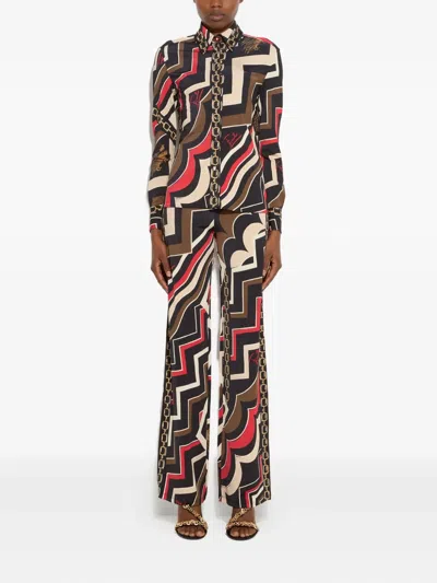 Pucci Istrice Printed Satin Trousers In Neutral