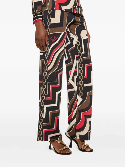 Pucci Istrice Printed Satin Trousers In Neutral