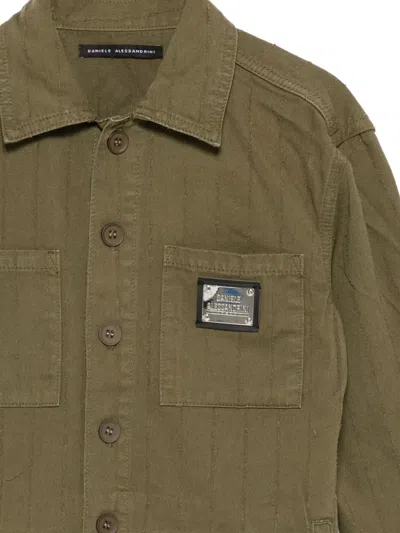 Daniele Alessandrini Buttoned Logo-patch Jacket In Green