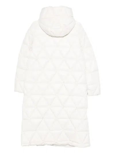 K-way Quilted White Parka With Relaxed Fit In White