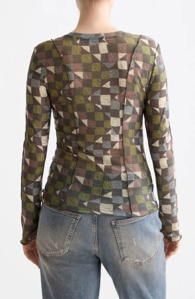 Scotch & Soda Printed Seamed Long-sleeve Top In Pattern