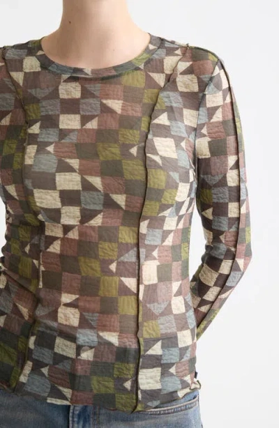 Scotch & Soda Printed Seamed Long-sleeve Top In Pattern